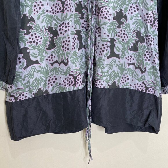 Johnny Was Silk Floral Embroidered Empire Waist Babydoll Long Sleeve Blouse - Picture 5 of 11